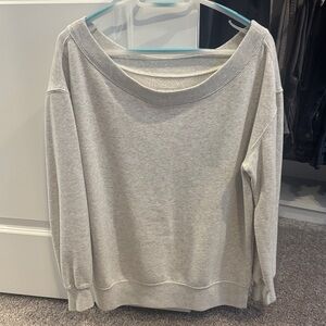 Abercrombie & Fitch Light Gray Off-the-Shoulder Sweater